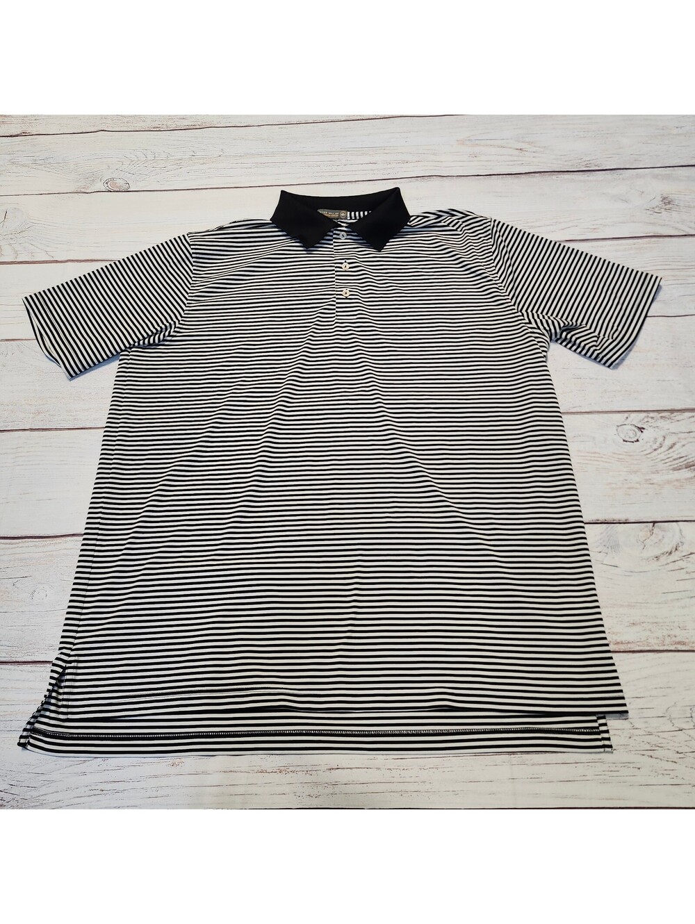 Peter Millar Men's XL Black and White Striped Golf Polo Shirt